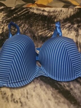 Blue Pinstripe Push-Up Bra - Women Intimates & Sleepwear